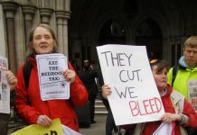 Demonstration outside the High Court in May against the Bedroom Tax