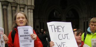 Demonstration outside the High Court in May against the Bedroom Tax