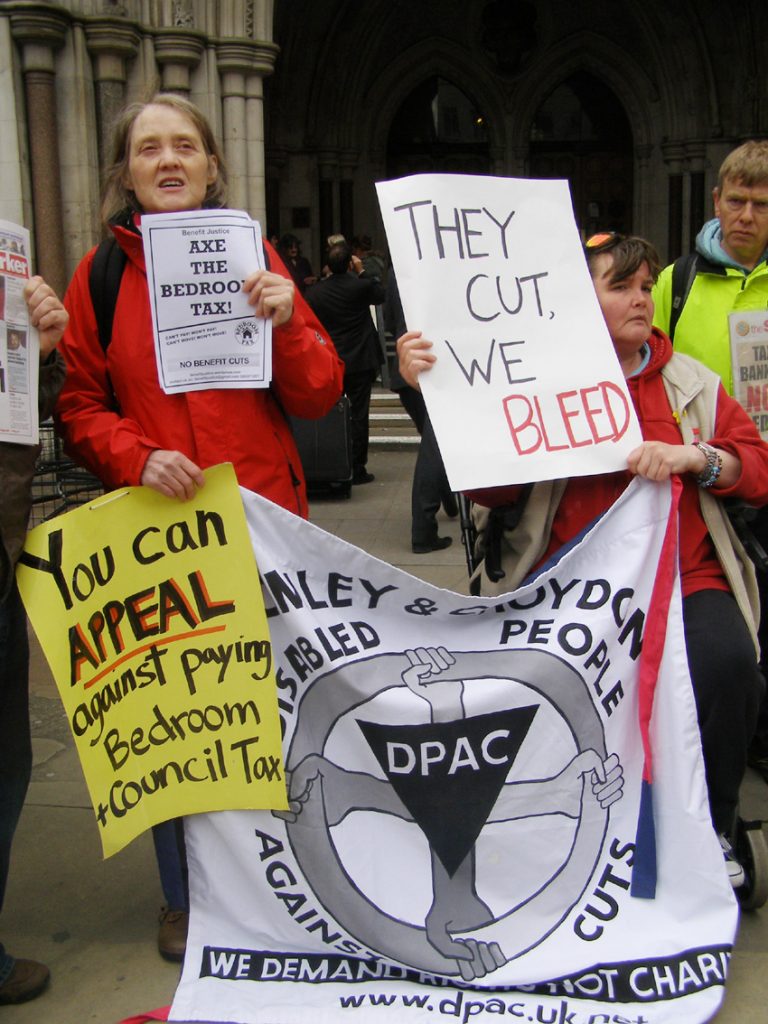 Demonstration outside the High Court in May against the Bedroom Tax
