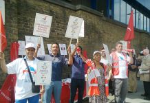 Unite members were on strike yesterday at the One Housing Group head office in Chalk Farm, north London