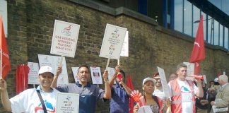 Unite members were on strike yesterday at the One Housing Group head office in Chalk Farm, north London