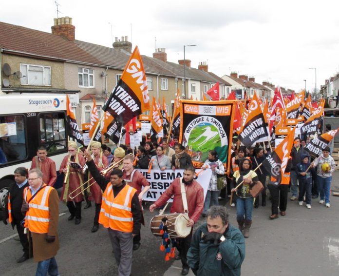 Carillion workers marching in Swindon – the battle for ‘justice’ becoming harder and harder