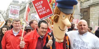 Postal workers on the 500,000-strong TUC march in 2011. They have consistently fought Royal Mail privatisation and are ready for more action