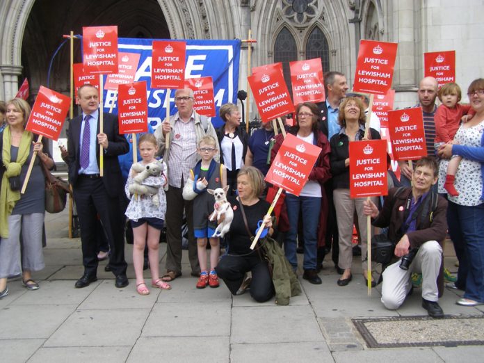 An enthusiastic picket outside the High Court yesterday morning. They are determined to continue the battle to stop the coalition destroying the NHS