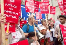 Campaigners to keep Lewisham Hospital open celebrate the High Court’s decision that Health Secretary Hunt was breaking the law with his decision to run down the A&E and other departments in the hospital