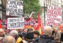 Angry workers with a clear message on last October’s TUC demonstration against austerity cuts
