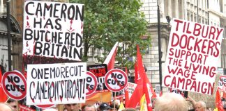 Angry workers with a clear message on last October’s TUC demonstration against austerity cuts