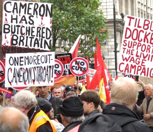 Angry workers with a clear message on last October’s TUC demonstration against austerity cuts
