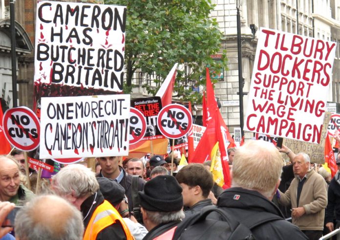Angry workers with a clear message on last October’s TUC demonstration against austerity cuts