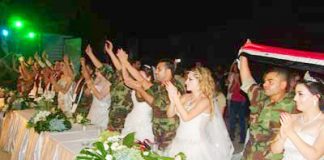 Mass wedding ceremony for 15 soldiers of the Syrian Arab Army in Lattakia province