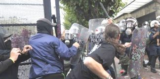 Riot police attacking workers in Athens – the Greek state is very much bodies of armed men