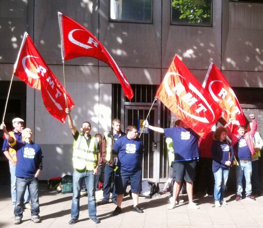 Boris Bikes strikers on the picket line in Islington, north London yesterday morning – they continue their strike until 10.00pm tonight