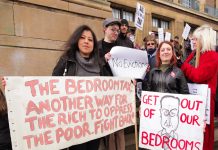 One of the many protests against the hated ‘Bedroom Tax’ that is putting many families into poverty