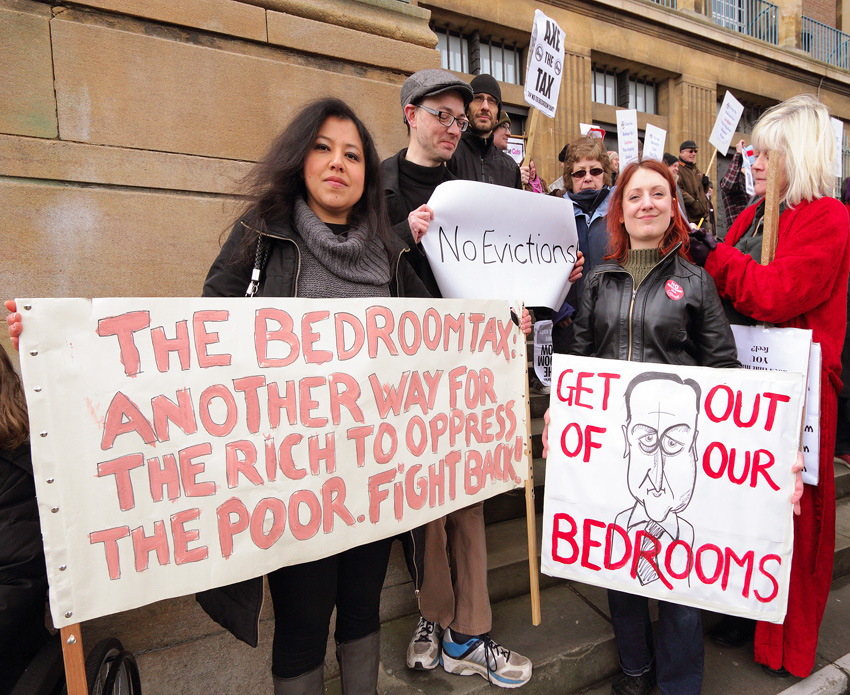 One of the many protests against the hated ‘Bedroom Tax’ that is putting many families into poverty