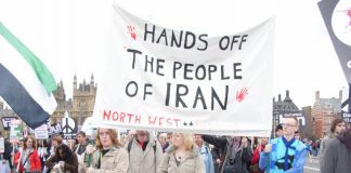 Marchers in London opposed to any imperialist intervention against Iran