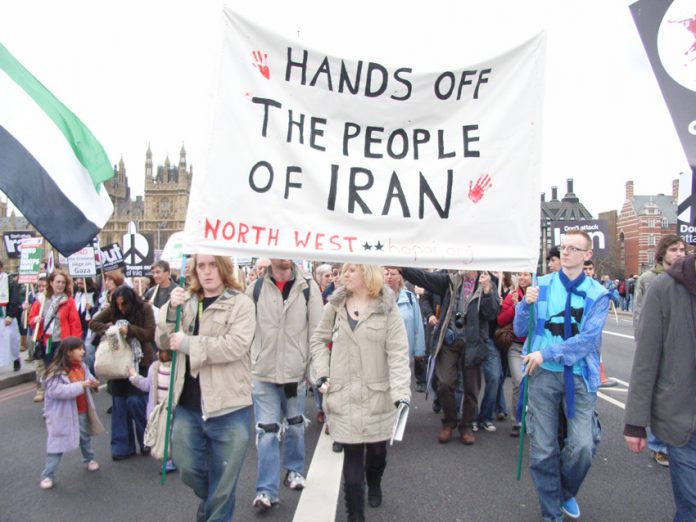 Marchers in London opposed to any imperialist intervention against Iran