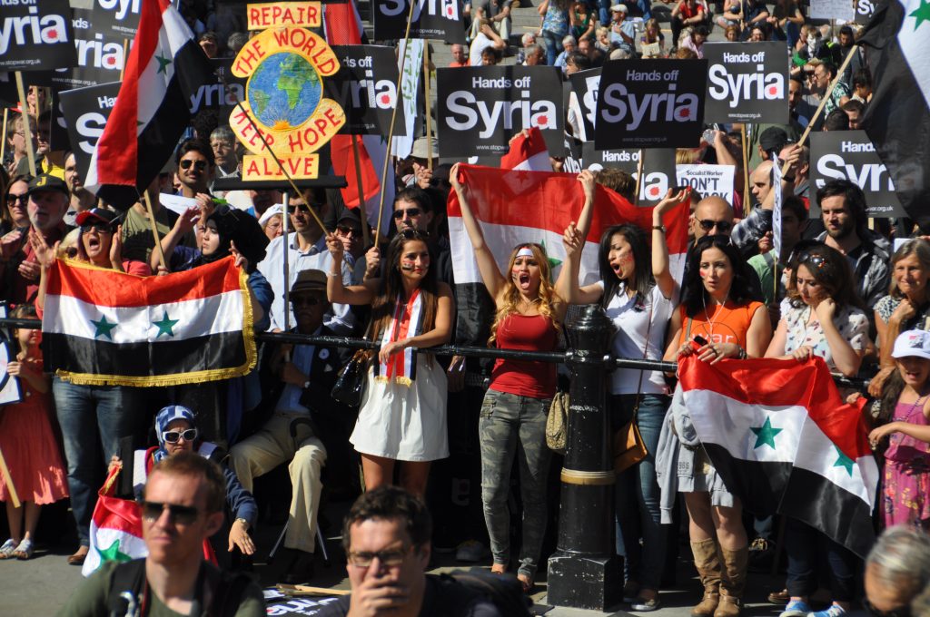 Saturday’s demonstration in London which demanded all attacks on Syria must halt immediately