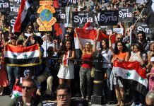 Saturday’s demonstration in London which demanded all attacks on Syria must halt immediately