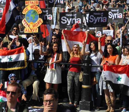 Saturday’s demonstration in London which demanded all attacks on Syria must halt immediately