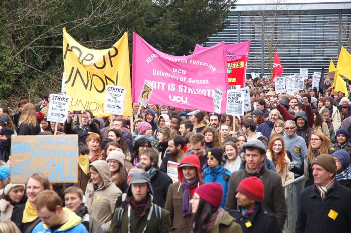 Demonstration at the University of Sussex which was occupied in defence of staff jobs and against zero-hours contracts