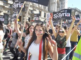 ‘Syria never obeyed any threat’ Syrian girls defiant on the London demonstration on August 31 against military intervention