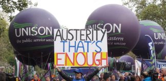 Marchers on last October’s TUC demonstration against the coalition’s austerity measures