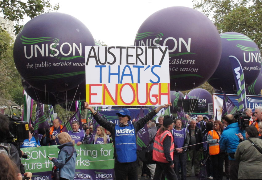 Marchers on last October’s TUC demonstration against the coalition’s austerity measures