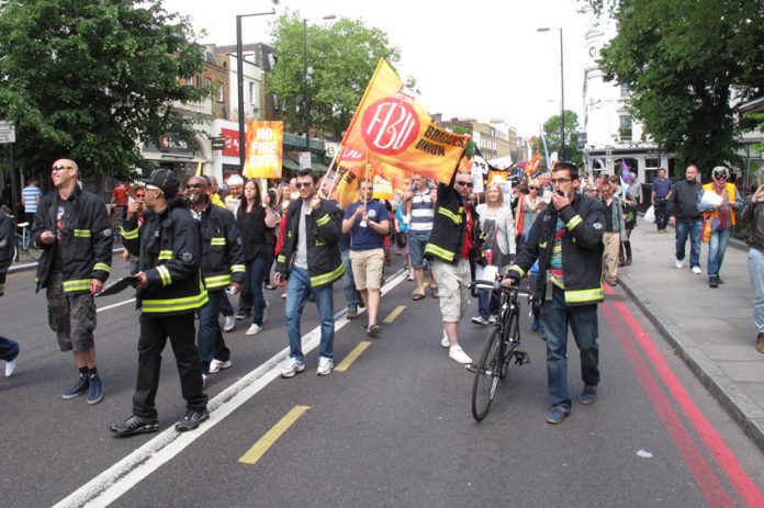 Demonstration in London in June against the closure of the Clerkenwell Fire Station