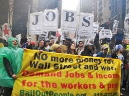 Wall Street protest for social justice. USAS and the AFL-CIO are in partnership for ‘student and worker power’