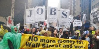 Wall Street protest for social justice. USAS and the AFL-CIO are in partnership for ‘student and worker power’