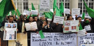 Demonstration in London in support of Gadaffi and against the British support for counter-revolutionary militias