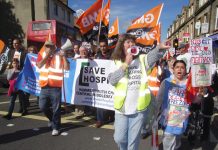 Marchers in Hammersmith determined to stop the closure of Charing Cross Hospital