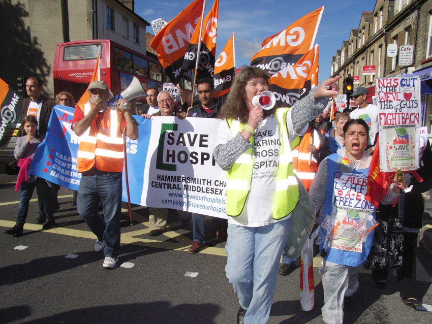 Marchers in Hammersmith determined to stop the closure of Charing Cross Hospital