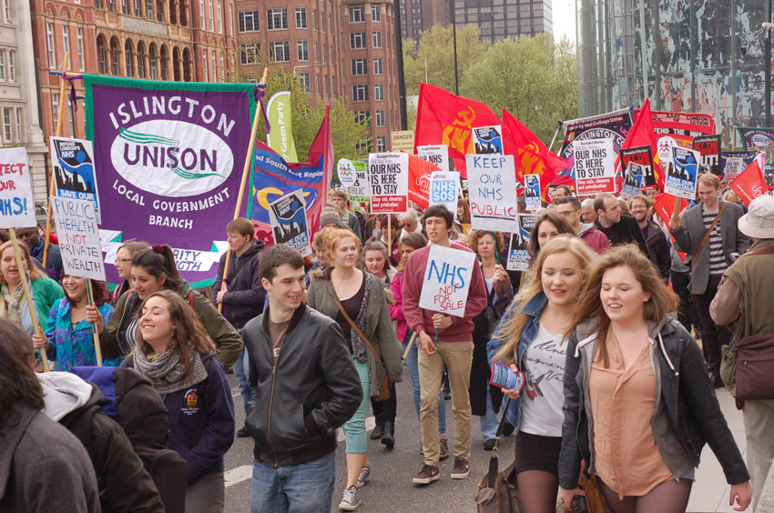 Young workers marching in London to defend the NHS on May 18 – are part of the movement of millions of workers who are ready to take action to defend their wages and jobs