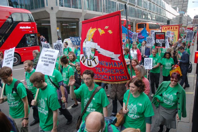 Teachers marching against Tory Education Secretary Gove’s policies in June