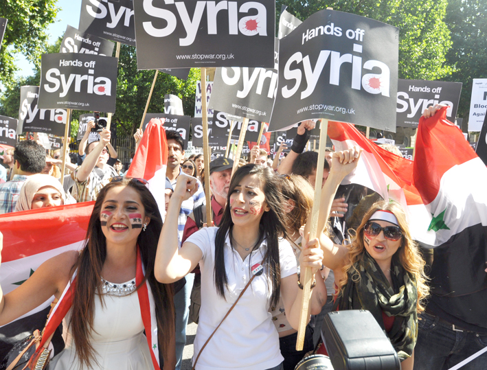 ‘Hands off Syria’ demonstration in London on August 31 against any military intervention