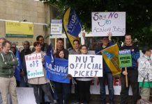 Teachers on the picket line at Copland school in Wembley during their strike against forced Academy status