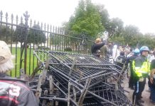 Barricades outside the White House on Sunday