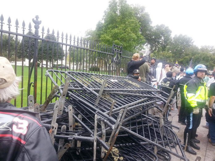 Barricades outside the White House on Sunday