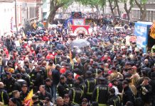 Masses of firefighters took part in yesterday’s demonstration and showed their determination to beat this reactionary Tory-led government