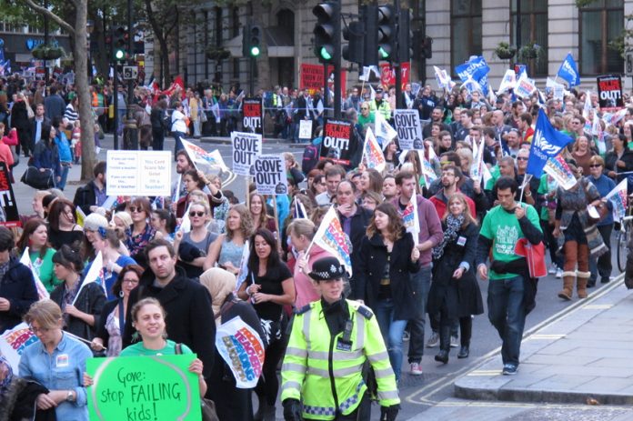 15,000 teachers on yesterday’s march determined to save state education by bringing down Gove and Tory-led coalition