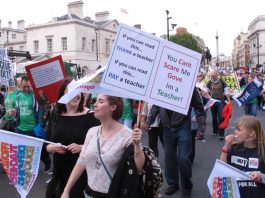 15,000 teachers marched to a rally in Westminster on Thursday