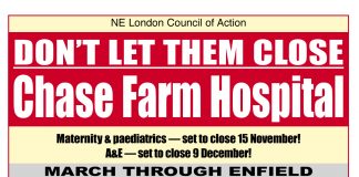 Defend Chase Farm Hospital March Saturday Oct 26