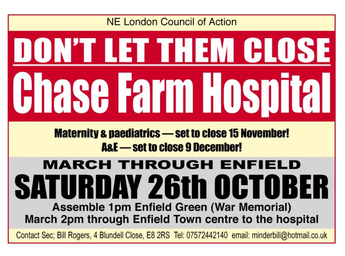 Defend Chase Farm Hospital March Saturday Oct 26