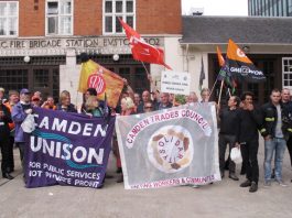 NO GUARANTEES GIVEN ON CAPABILITY DISMISSALS – FBU leader Wrack reveals The picket line at Euston fire station on September 25, with FBU pickets backed by local trade unions
