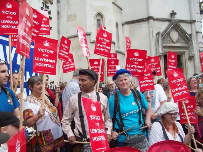 Campaigners celebrate winning a judical review against Lewisham closure in July. Health Secretary Hunt has now lost his appeal against the judges’ decision