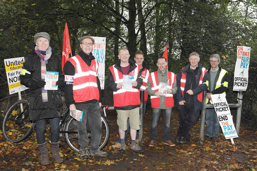 A strong picket at the University of East Anglia’s cyclists entrance