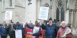Yesterday’s picket by the North London Council of Action of the Judicial Review hearing into the proposed closure of Chase Farm Hospital A&E department