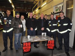 Pickets at Chelsea Fire Station on November 1st – they will be marching out at 10.00am today