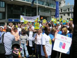RCN rally in central London against cuts to the NHS